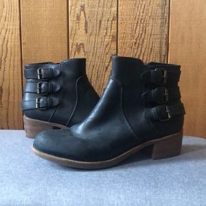 UGG Zip Black Booties with Buckle Detail